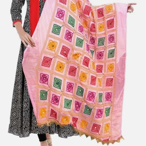 NIP themilestocks Woman's Embroidered Chiffon Garba Dupatta ONLY - Picture 2 of 4